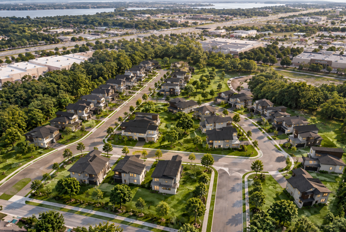 Conceptual aerial rendering of Grayhawk Ranch neighborhood