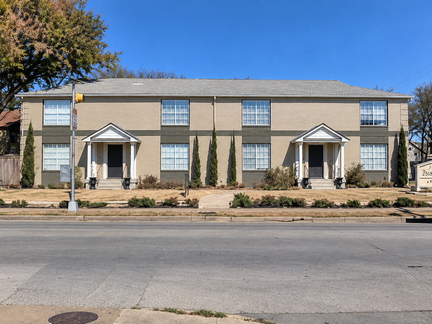 Symmetrical Duplex with Dry Landscaping